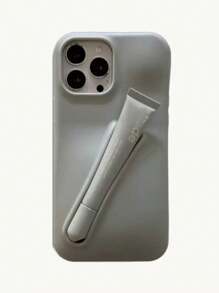 1 pieza Funda de teléfono protectora de silicona minimalista y de unicolor para 16/15/14/13 Pro Max/12, con soporte para lápiz labial (lápiz labial no incluido)