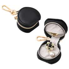 CASEGRACE 1pc Portable PU Leather Jewelry Box, Small Cute Jewellery Earring Ring Organizer Box, Travel Jewelry Storage Case, Mini Storage Box - Perfect Girl Women Gift For Wedding, Travel Wedding Travel Essentials Holiday Essentials Summer For Women Storage Organizer Gift Back To School