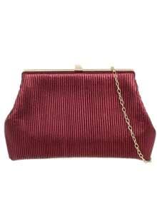 Girly Handbags Womens Glitter Pleated Retro Evening Clutch Bag - Burgundy - View 2