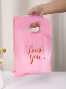 100pcs Solid Color Thank You Plastic Gift Bags, Reusable Plastic Bags Perfect For Jewelry, Clothing, Packaging, Gift And Shopping, Back To School Valentine Day