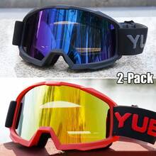 2 paquetes de gafas de motocicleta color rosa y negro para uso todoterreno y motocross, con lentes de espejo de color para mujeres, a prueba de viento para esquí y nieve - Multicolor - Ver 6