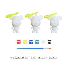 Juego de 1/3 piezas Oso de fluido Graffiti DIY, llavero de oso de fluido de dibujos animados, materiales de artesanía DIY, juguetes en blanco de graffiti pintados a mano, adecuado como obsequio de fiesta, recompensa en el aula, accesorio colgante (color de accesorio aleatorio), Regreso a la escuela, Útiles escolares
