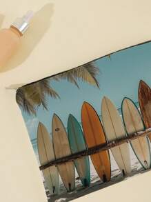 1 Stück Kosmetiktasche mit Reißverschluss und Strandmotiv, Kulturbeutel Organizer für Frauen, Geschenk für Freunde & Lehrer