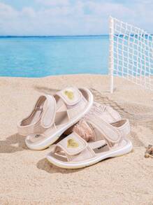 GENGASUN 1 pieza Sandalias informales de unicolor de lona para niñas pequeñas, zapatos de moda casuales de verano