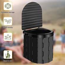 Folding Toilet Car Outdoor Travel Potty Portable For Camping Hiking Beach - Black - View 10
