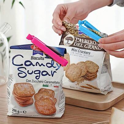 1/5/10/20个装食品袋夹，便携式食品保鲜密封夹，可重复使用，防潮防尘，适用于各种塑料袋和零食袋，厨房收纳盒和整理盒，厨房配件，厨房工具