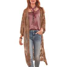 Women's Sheer Lace Kimono Cover-Up 3/4 Sleeve Floral Embroidery Long Open Beach Cardigan Casual Resort Wear See-Through Beachwear - Coffee Brown - View 1
