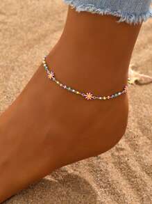 1 Peça Pulseira de Tornozelo Estilo Boho da Moda com Margarida de Cobre, Uso Diário, Acessório para Praia de Férias, Presente Ideal para Aniversário/Feriado
