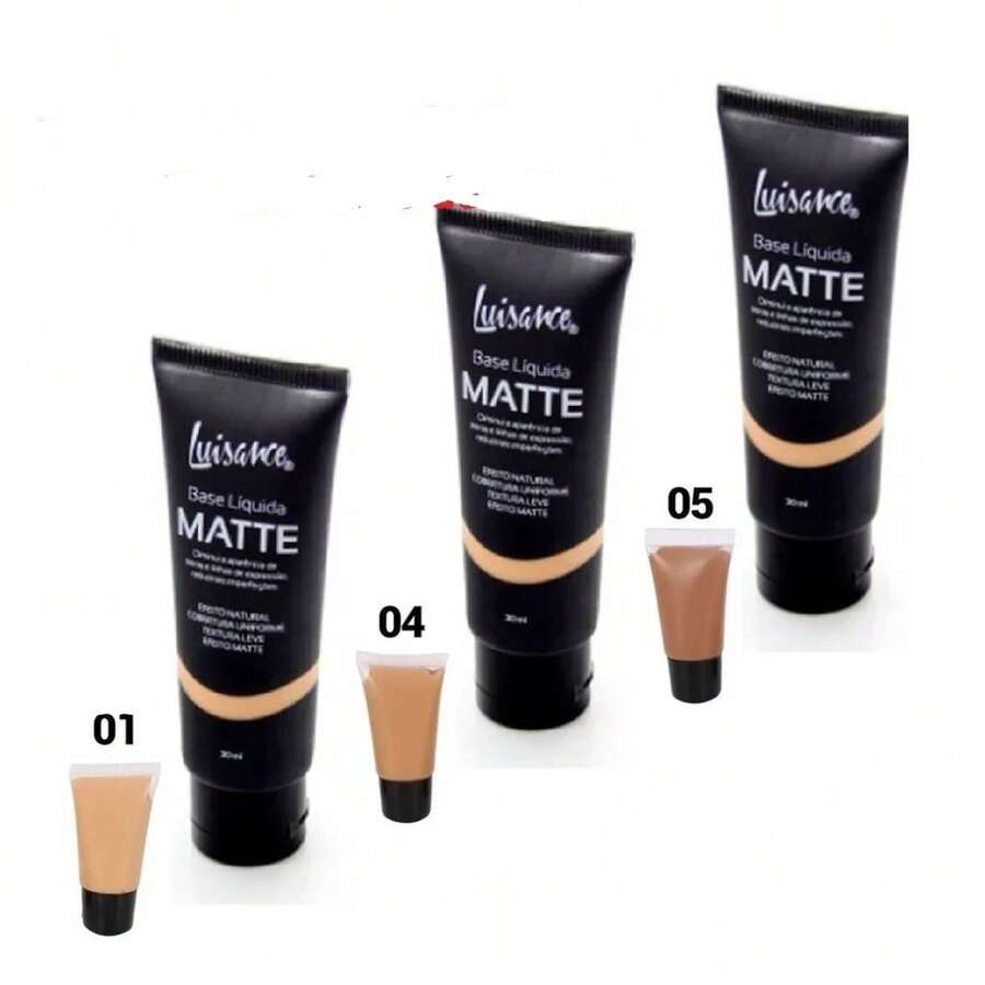 Kit With 3 Matte Liquid Foundation Luisance L5001 5 Colors - Color 01+04+05 Hides Small Imperfections - View 1
