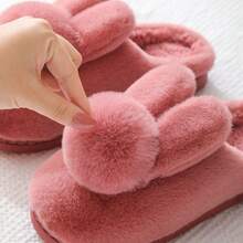 Cute Rabbit Plush Slippers, Comfortable And Warm, Suitable For Home Bedroom - 酒紅色 - 查看 5