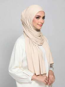 1 件女士平纹头巾，莫代尔头巾汗布，纯色，丝滑柔软舒适透气莫代尔面料头巾，头巾，平纹覆盖物，180 厘米 * 70 厘米围巾/披肩，适合日常、户外、祈祷和礼拜 - 杏色 - 查看 5