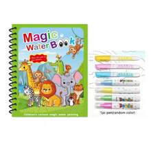 1 Set Magic Water Color Painting Book, Magical Coloring And Drawing Kit, Educational And Reusable Watercolor Painting (Pen And Border Color Of Drawing Book Are Random), For Office, School, Painting, Student, Marker, Stationery, School Supplies, Watercolor, Holiday Party Birthday Gift