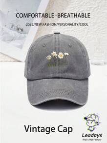1PC Unisex Daisy Baseball Cap,Curved-Brim Baseball Cap (Dad Hat), With A Vintage Washed Finish And Adjustable Cap Circumference. It Serves As A Sun Hat, Providing Shade. It's Suitable For Outdoor Sports In All Seasons, Can Be Used As A Beach Sun Hat, And Is Great For Daily Wear And Matching. It Also Makes For A Great Gift For Vacations And Trips.