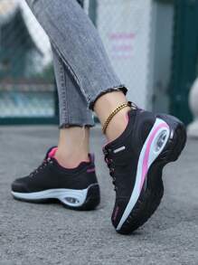 Outdoor Air Cushion Hiking Shoes For Women, Plus Size Casual Thick Bottom Sneakers, Waterproof Anti-Slip Trekking Shoes For Middle-Aged Mothers, Comfortable Lightweight Outdoor Travel Walking Sports Shoes