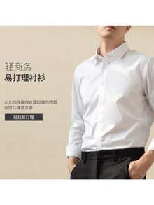 Camisa clásica de manga larga para hombre Business Formal, Elegante camisa casual para caballero para hombre - Púrpura polvoriento - Ver 8