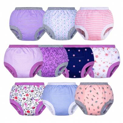 10-Pack Toddler Training Underwear – Soft & Absorbent Potty Training Pants For Girls, 100% Cotton, Ages 12M–10T