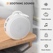 JUSLACO Machine anti-bruit blanc, 21 sons apaisants, machine à sons pour le sommeil avec batterie 2000 mAh, machine à sons portable avec minuterie et mémoire pour la maison, le bureau, les voyages et le yoga, blanc/rose