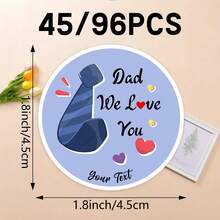 45/96pcs Customized Blue Cartoon Beard Love Pattern Father'S Day Circular Stickers, Father'S Day Label Stickers, Suitable For Gift Bag Candy Bag Decoration, Gift Box Sticker - Multicolor - View 3