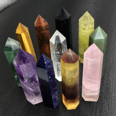 1pc Natural Crystal Wands Healing Rose Quartz Amethyst Single Point For Home Decoration Or Gift!