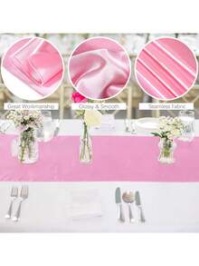 2/4/6/12/24 件缎面桌旗 11 X 108 英寸粉色长款婚礼缎面丝绸桌旗 适用于婚宴毕业典礼生日派对装饰 - 粉色 - 查看 3