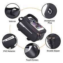 Túi khung xe đạp phía trước chống thấm nước có tấm che màn hình cảm ứng TPU và áo mưa - Đựng đồ xe đạp và giá đỡ điện thoại phù hợp với xe đạp leo núi (Phù hợp với điện thoại lên đến 7 inch) - màu đen - Xem 4