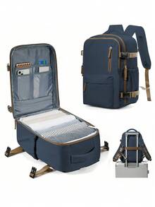 大容量防水尼龙旅行背包，适合徒步旅行、露营、户外活动、装笔记本电脑，是送给妈妈、爸爸、女儿、朋友的理想礼物，适合新年、情人节、旅行和上学等场合。 - 藏蓝色 - 查看 2