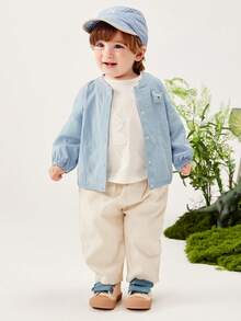 mini bala Boys' And Girls' Breathable Sunscreen Clothing Summer New Baseball Shirt Air-Conditioned Garment - Gray Blue - View 3