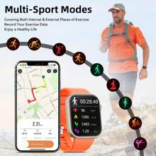 Hwagol 2025 Montre connectée améliorée (répondre/passer des appels), écran de 1,85 pouces, capacité de batterie de 230 mAh. Montre connectée convenant aux hommes et aux femmes. Traqueur de fitness, modes sportifs multiples, compteur de pas et de calories, moniteur de sommeil, moniteur de fréquence cardiaque. Compatible avec iOS et Android