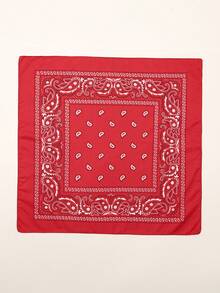 1pc Fashionable Versatile Printed Large Square Scarf/ Women Bandana, Suitable For All Seasons - 07-red - View 4
