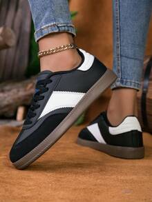 Couple Shoes Size 36-45, Women's Casual Shoes Men's Sports Shoes, Lace-Up Soft Bottom Flat Comfortable Men's Shoes, Lightweight Low-Top Everyday Sneakers - Black - View 6