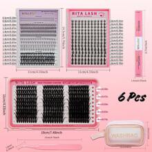RITALASH RITALASH 404PCS D Curl Fairy Eyelash Style Mix Cluster Lashes Kit Soft And Comfortable False Eyelashes Kit With Lash Bond&Seal Tweezers At Home For Daily Life&Dates And Party