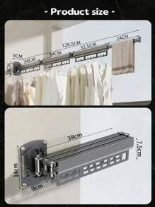 1 pièce Étendoir à vêtements pliable avec tige rétractable, fil à linge rétractable invisible monté au mur pour balcon, buanderie, salle de bain, patio, appartement, dortoir, étagère à vêtements super robuste et extensible