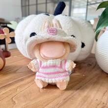 [Numai haine] Costum de păpușă Crybaby din bumbac, set unic pufos pentru păpuși de 6-7 inch, accesoriu pentru păpuși cu pandantiv breloc, haine universale pentru păpuși, decorează-ți păpușile (păpușa nu este inclusă)