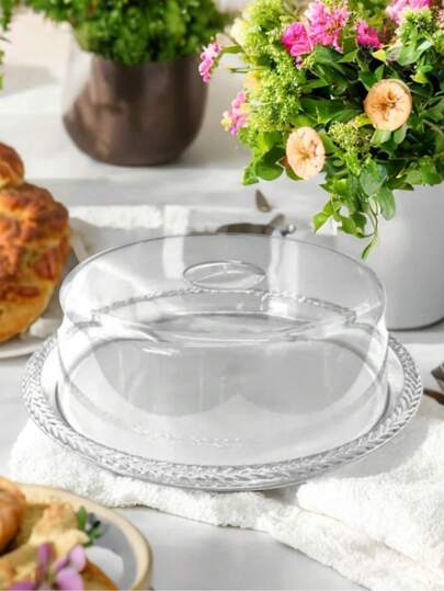 Domeasy Boleira  Porta Bolo Tampa Transparente Trançado Linha Premium Mesa Posta Com Tampa - Acrilico Redondo - Porta Bolo Completo ou Bandeja e Cupulas Avulsas