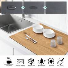 炉灶垫、滴水垫、独家创意虫洞木纹/铂金大理石滴水垫、台面垫、炉灶保护垫、炉灶台面垫、炉灶装饰垫、餐具干燥垫、耐热、防滑、防刮、易清洁、适用于炉灶、台面、橱柜、洗碗机、洗衣机、烘干机、电磁炉和熨烫垫、玻璃和陶瓷炉灶保护垫、耐热、防刮、防滑炉灶盖、咖啡垫、咖啡机垫 - 彩色 - 查看 7