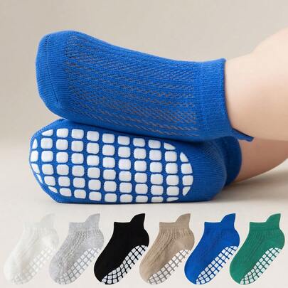 6 أزواج من جوارب القطن الممتازة المضادة للانزلاق للأطفال الرضع، ذات أعلى شبكي قابل للتنفس، جوارب مريحة للأطفال الصغار بدون خياطة