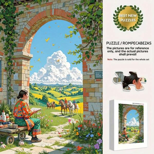 300/500/1000 片拱形景观拼图，大尺寸拼图，纸板材质，厚实耐用，无缝，智力开发，适用于家居装饰、脑力挑战、礼物、家庭互动游戏、DIY 成人拼图、生日和节日礼物