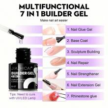 8.5ml 免擦拭透明亮泽凝胶面油底油 7合1延长胶哑光面油 - 光泽持久，可卸甲灯凝胶指甲油入门套装。 - 無色 - 查看 4