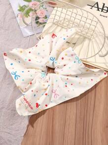 1 pièce Chouchou en tissu doux à pois colorés de style universitaire, accessoire de cheveux polyvalent pour élastiques à queue de cheval, supports de queue de cheval, élastiques à cheveux, élastiques en caoutchouc, chouchous, corde à cheveux