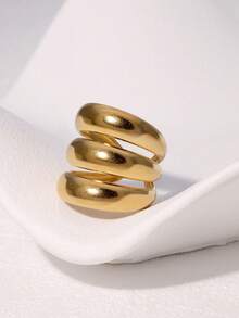 1pc European And American Retro Niche Punk Stainless Steel Exaggerated Geometric Open Ring, Suitable For Women's Daily, Party And Date Wear