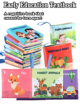 Dieren, oceanen, transportmiddelen en boerderijen worden gebruikt voor de onverwoestbare vroege opvoeding van baby's. Karakter, Forest, Vegetable and Fruit Series, Engelstalig geweven stoffen boek, speelgoed voor cognitieve ontwikkeling, verjaardagscadeau