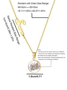 Customized Name Necklace, European And American Style Resin Embossed Jewelry, Lucky Forget-Me-Not Pendant Necklace, Elegant Women Jewelry Gift For Mother's Day, Birthday Gift For Girlfriend, Christmas Gift Necklace - Gold - View 7