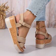 Sandalias de plataforma cómodas, de moda y versátiles para adolescentes, sandalias de plataforma con suela gruesa para la playa para adolescentes, uso en exteriores