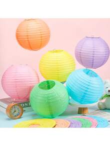 1/3/6 件马卡龙色纸灯笼婚礼装饰套装，适用于乡村婚礼、新娘送礼会、生日、毕业派对、吊灯罩、夏季道具、周年纪念、婚礼、情人节、庭院装饰 - 馬卡龍套裝 - 查看 2