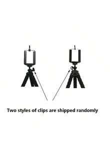 1 个迷你柔性海绵章鱼三脚架，适用于手机智能手机三脚架，直播摄影海绵三脚架手机通用，章鱼支架章鱼户外自拍工具，随时随地解放双手，旅行好帮手（夹子款式随机）旅行必需品旅行配件假期暑假返校