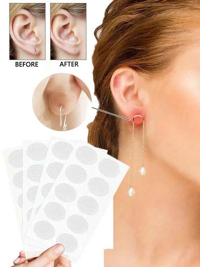 400 Pieces Of Invisible Earlobe Support Stickers, Suitable For Women, Anti-Expansion Ear Piercing Stickers, Comfortable Adhesive Design, Prevent Drooping And Piercing Damage, Fragrance-Free, Suitable For Drooping Heavy-Duty Large Earrings
