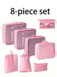 Juego de 9 en 1 Organizador de almacenamiento de viaje, cubos de embalaje plegables para el equipaje que incluyen bolsa de aseo, bolsa de maquillaje, bolsa de ropa interior, bolsa de zapatos, organizador de lencería y calcetines, bolsas de almacenamiento plegables para la ropa, adecuado para maletas