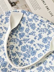 Large Capacity Reusable Insulated Lunch Bag Lunchbox Tote, Zipper Design Simple & Elegant, Mother's Day Gift, Essential For Picnic Food Storage & Keeping Warm Bag For School School Accessories School Stuff - Blue and White - View 4