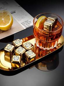 Customized 304 Stainless Steel Reusable Ice Cubes For Fast Cooling Wine And Whiskey, Bar Cocktail Whiskey Beer Beverage Ice Stones Gift Set. Engraved Whiskey Stone Set, Gifts For Him, Home Bar Supplies, Drink Stones, Gifts For Drinkers, Christmas Gifts For Him, Gift For Father,Wedding Essentials - Silver - View 4