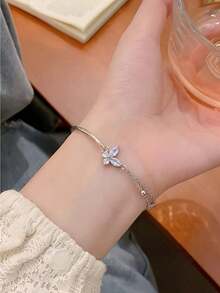 纯银手链 女士 情人节礼物 方晶锆石 双心形手链 珠宝 - 心心手鍊 - 查看 14